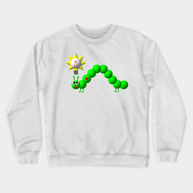 Cute Inchworm with an Idea Crewneck Sweatshirt by CuteCrittersWithHeart